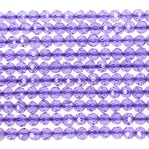 MJDCB 3mm Faceted Natural Light Purple Spinel Round Loose Beads for Jewelry Making DIY Bracelet Necklace - color: Light Purple Spinel