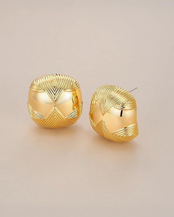 SNGIA18K Gold Plated Dangle Textured Ribbed Irregular Large Leaf Statement Earrings for Women by SNGIA, Handmade Dramatic Geometric Trendy Summer Drop Leaf Flower Jewelry Gifts, Bold Beachy Vintage Plant Fashion Drop Accessories, Vintage Nickle Free Fl...