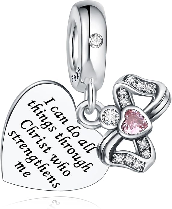925 Sterling Silver Charms Fit Pandora Charms Bracelet God Has You In His Arms I Have You In My Heart Fit Wife Daughter Mother's Day Christmas Birthday Gift