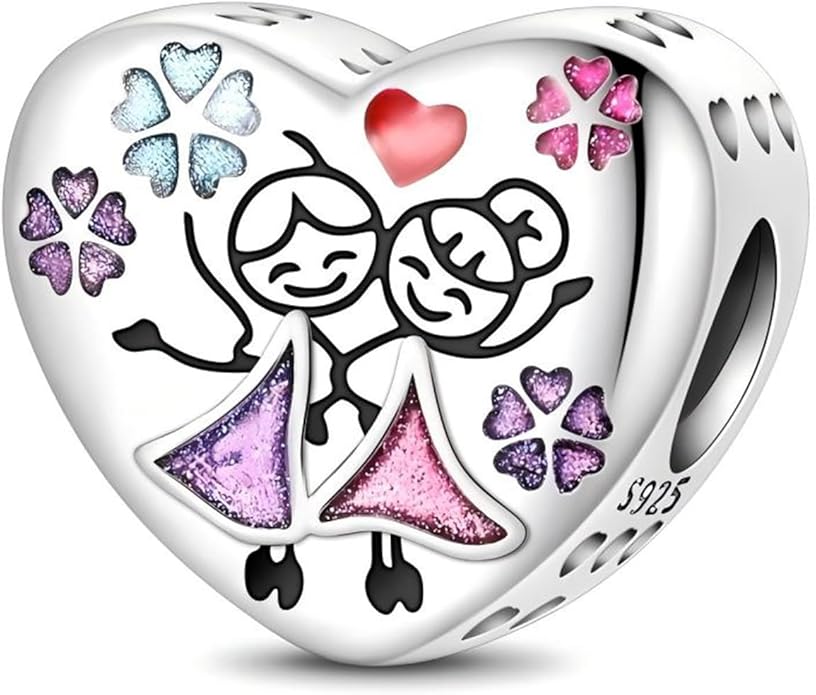 Charm Beads for Women, S925 Sterling Silver Dangle Charm Beads for European Charm Bracelet & Snake Chain Bracelets, Love Family Friendship Butterfly Pet Flower Designs, Gift Box Included