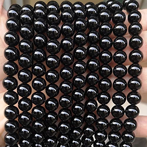 60pcs 6mm Black Agate Beads Natural Gemstone Beads Round Loose Beads for Jewelry Making - color: Black Agate, size: 6mm