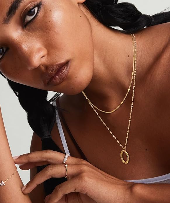 3Pcs Layered Necklace for Women Stackable Necklaces Silver Rosegold Gold Plated Chain Dainty Set Gifts Circle Pendant Paperclip Chain Choker Necklaces Trendy Personalized Jewelry Set Gifts for Women