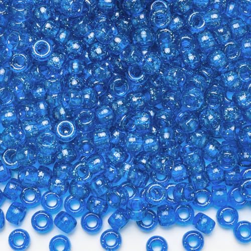 IOOLEEM Blue Glitter Pony Beads,1200pcs Beads for Bracelets Making & Hair braiding, Kandi Friendship Bracelets & Jewelry Making. - color: Blue Glitter
