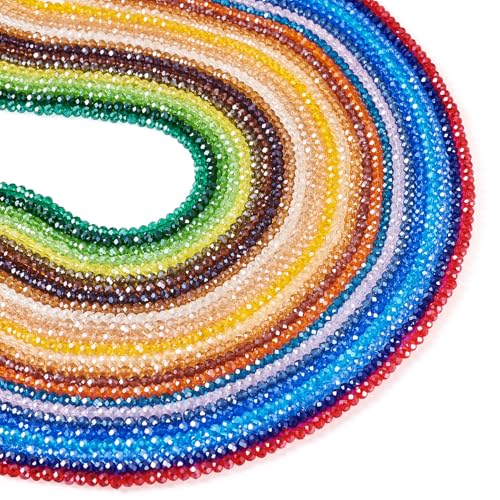 Craftdady 25 Strands Faceted Rondelle Glass Beads 4 mm Colorful Briolette Glass Crystal Spacer Beads Tiny Loose Beads for Bracelet Necklace Jewelry Making DIY Supplies - size: 4mm