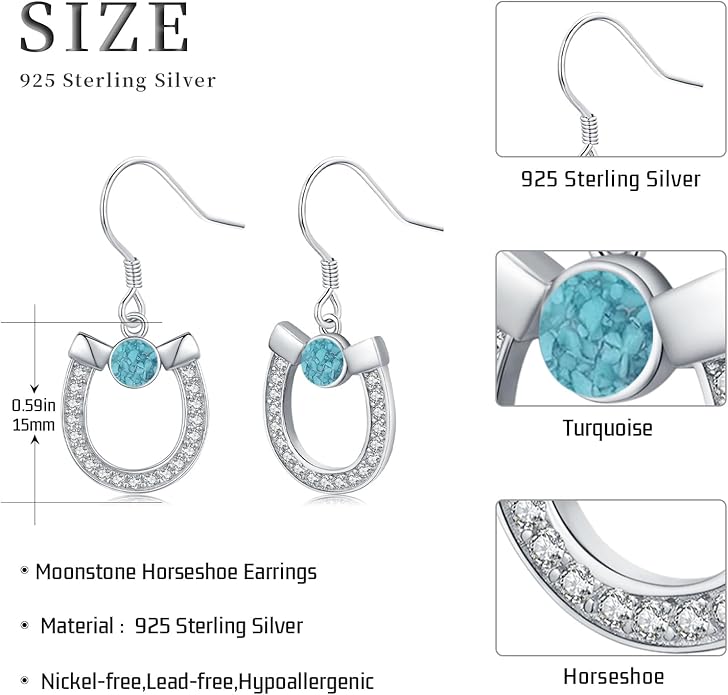 Western Earrings for Women 925 Sterling Silver Turquoise Western Country Dangle Drop Earrings Country Jewelry Gifts for Cowgirl Cowboy