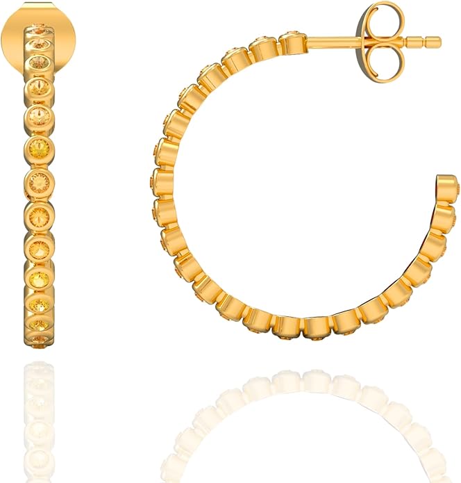 Gold Hoop Earrings for Women – Brass 18k Gold Plated Round Hoop Earrings, Lightweight Gold Plated Fashion Jewelry, Elegant Statement Earrings for Party & Daily Wear