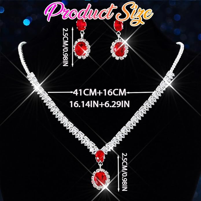Aukmla Rhinestone Wedding Jewelry Sets Bridal Necklaces and Earring Set Prom Jewelry for Brides and Women