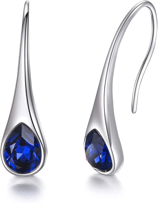 925 Sterling Silver Small Pear-Shaped Modern Style Hook Earrings with Crystals from Austria