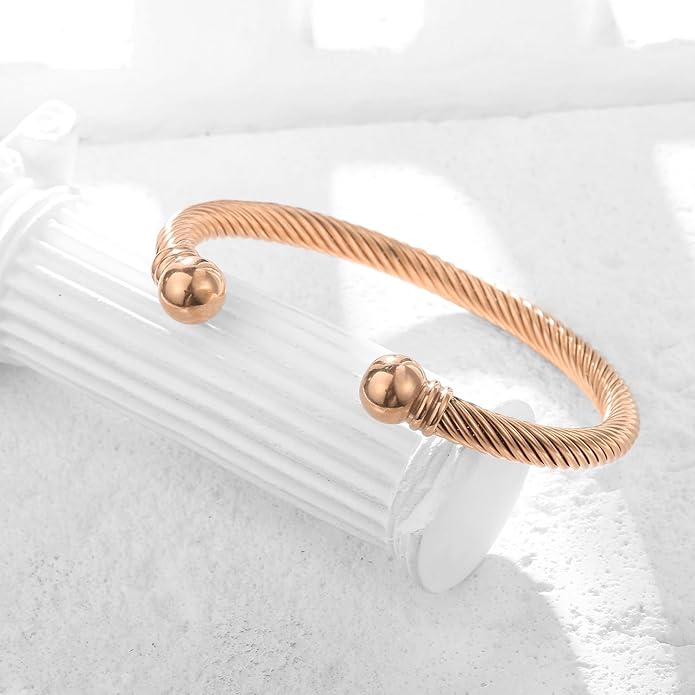Stainless Steel Twisted Cable Wire Bracelets Adjustable Open Cuff Bangle Bracelet Vintage Jewelry Gift for Women