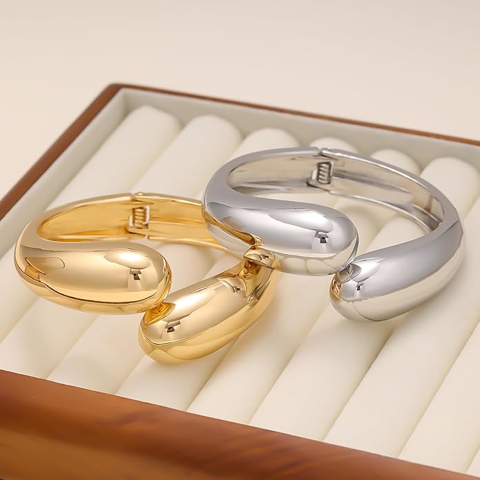 14K Gold Plated Chunky Cuff Bracelet for Women Non Tarnish Stainles Bracelet for women fashion jewelry