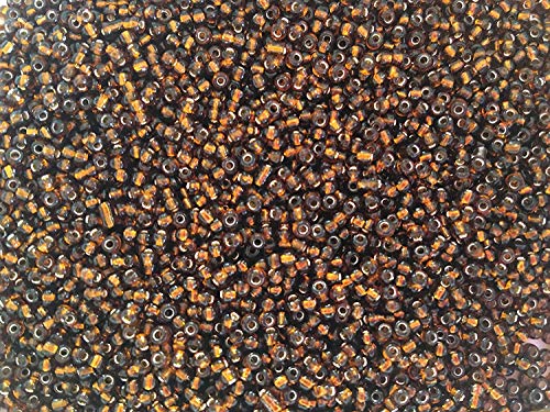 Seed Beads Size:11/0 50 gr / 1.76 oz (Amber Silver Lined) - color: Amber Silver Lined