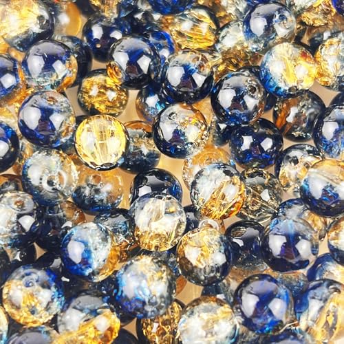 100 Pack 8mm Glass Beads for Jewelry Making, Graduated Color Mix, Bulk DIY Craft Supplies - color: Color6