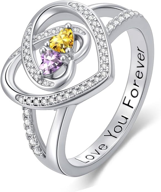 Valentine's Day Gifts for Women Birthstone Rings for Women Heart Statemet Engagement Eternity Wedding Promise Rings Jewelry Anniversary Christmas Valentine Mothers Day Birthday Gifts for Wife Her Girlfriend