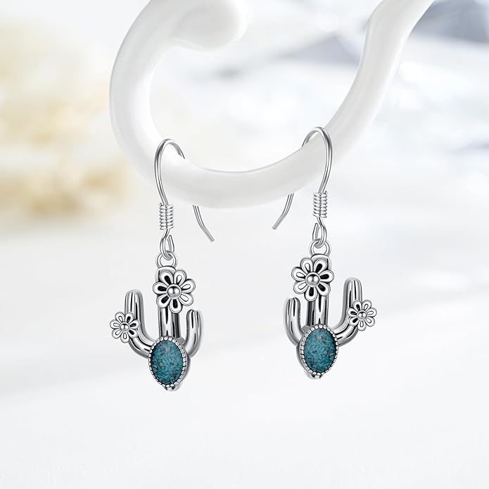 Western Earrings for Women 925 Sterling Silver Turquoise Western Country Dangle Drop Earrings Country Jewelry Gifts for Cowgirl Cowboy