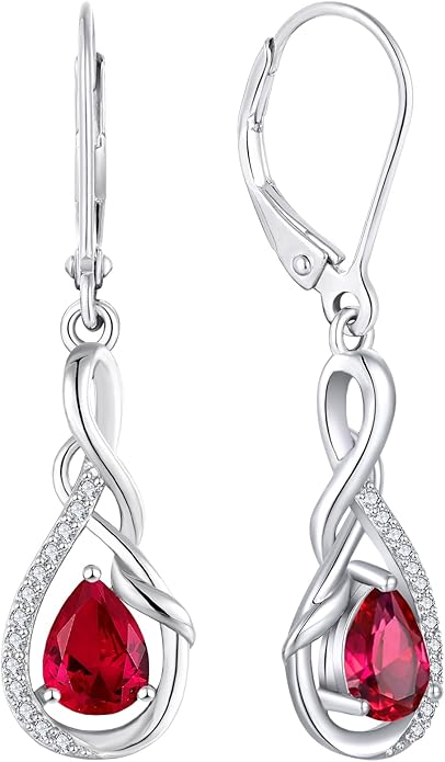 Starchenie Infinity Dangle Drop Earrings Sterling Silver Leverback Earrings Gemstones Twisted Jewelry