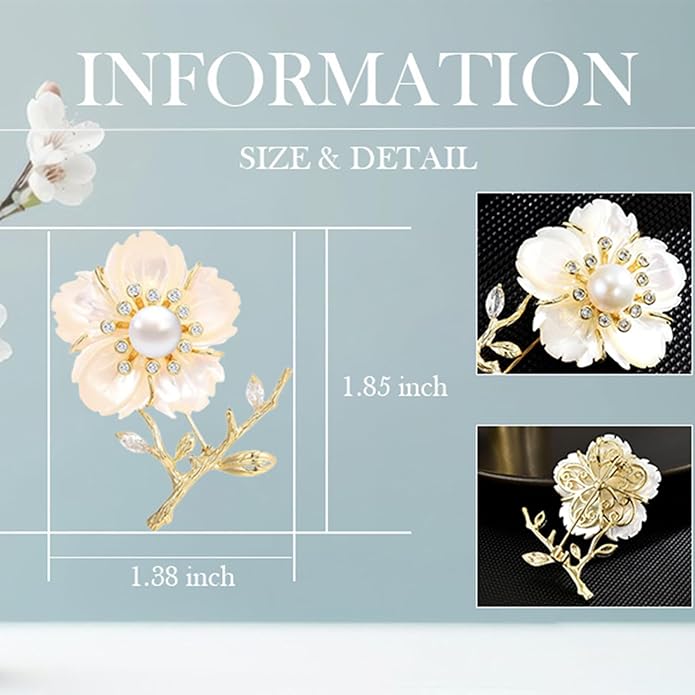 Flower Brooch Pin Rhinestones Pearl Flower Brooches Floral Pin Jewelry for Women Girls