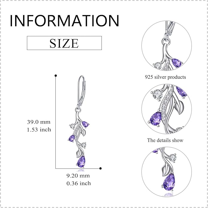 VONALA Flower Earrings for Women 925 Sterling Silver Rose/Lotus/Scottish Thistle/Tulip/Lilac/Mushroom/Pineapple Dangle Drop Earrings Flower Jewelry Gifts for Women Girls Birthday Gifts