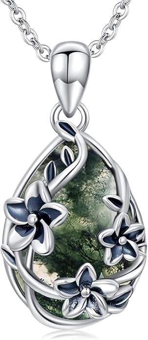 JUSTKIDSTOY Moonstone Necklace 925 Sterling Silver Teardrop Pendant Necklace Jewelry Gifts for Women Girls