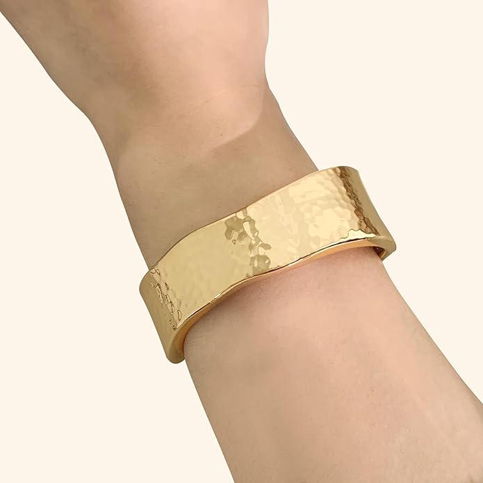 Wide Chunky Gold Cuff Bracelets for Women - Open Cuff Bangles Adjustable Wrist Bracelets, Statement Jewelry Gifts for Women