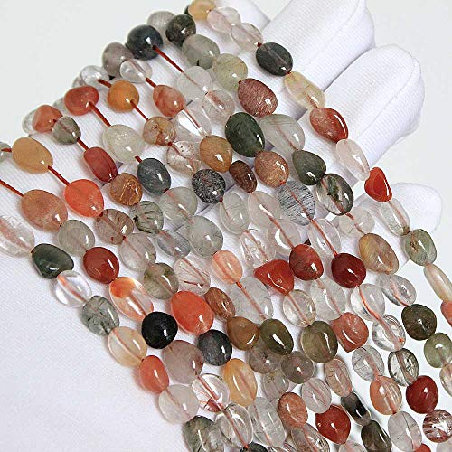 MJDCB Natural Irregular Shape Stone Beads 6-8mm Colour Quartzrutilated Gemstone Energy Cured for Jewelry Making Necklaces - color: Colour Quartzrutilated