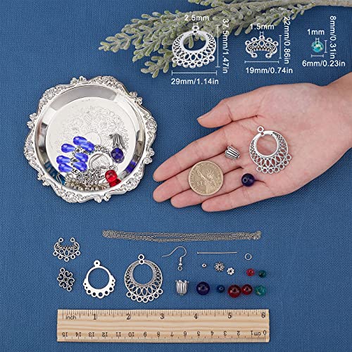 SUNNYCLUE 1 Box DIY Make 10 Pairs Chandelier Bohemian Earring Making Kit Including Flower Tibetan Style Caps Link Connector Charms Glass Beads for Adults Women DIY Earring Jewellery Making - color: 10 Pairs Chandelier Bohemian Earring Making Kit