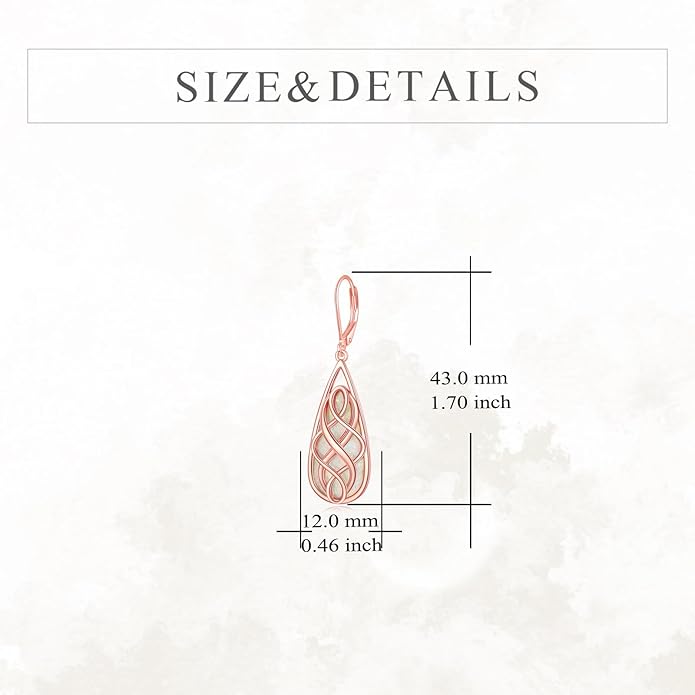 VONALA White Opal Celtic Knot Dangle Drop Earrings for Women 925 Sterling Silver Boho Chic Jewelry Gift for Women