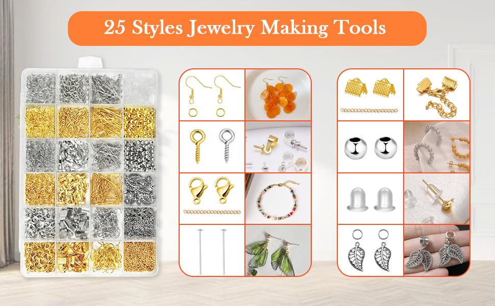fuvooi Jewelry Repair Kit, Jewelry Making Supplies Kit Jewelry Pliers Set with Wires, Chain, Tweezers, Lobster Clasps, Jewelry Jump Rings