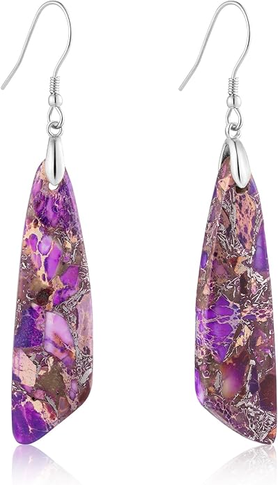 SELOVO Jasper Stone Earrings for Women Trendy Dangle Earrings Fishhook Drop Earrings