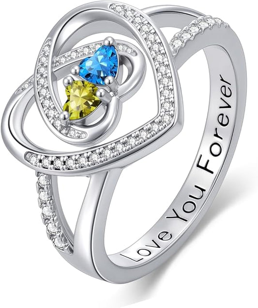 Valentine's Day Gifts for Women Birthstone Rings for Women Heart Statemet Engagement Eternity Wedding Promise Rings Jewelry Anniversary Christmas Valentine Mothers Day Birthday Gifts for Wife Her Girlfriend