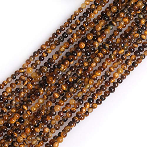 GEM-Inside Natural 2mm Tiger Eye Gemstone Loose Beads Round Crystal Energy Stone Power for Jewelry Making 15'' - color: Yellow Tiger Eye, size: 2mm