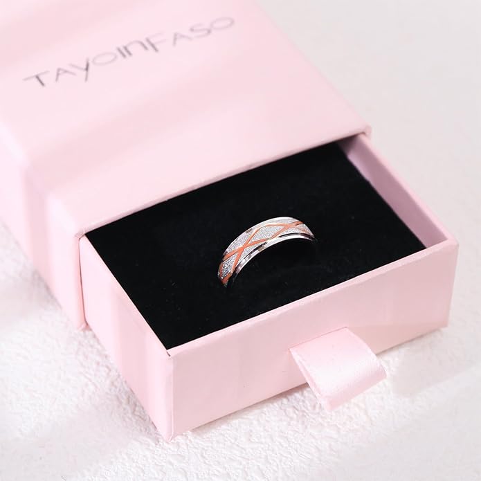 Enamel Band Rings for Women Men Stainless Steel Blue/Orange Ring Couple Enamel Valentine's Day Jewelry Gift