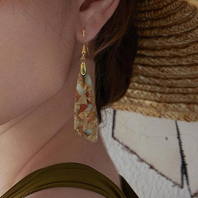 SELOVO Jasper Stone Earrings for Women Trendy Dangle Earrings Fishhook Drop Earrings
