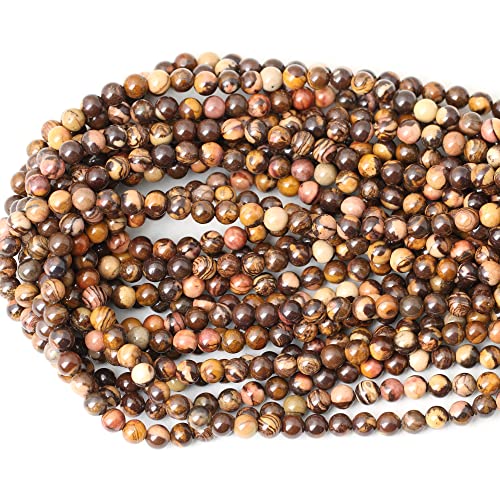 60PCS 6mm Natural Africa Picture Jasper Gemstone Round Loose Beads for DIY Bracelet Necklace Earrings Jewelry Making 1 String 15 Inches - color: Africa Picture Jasper, size: 6mm