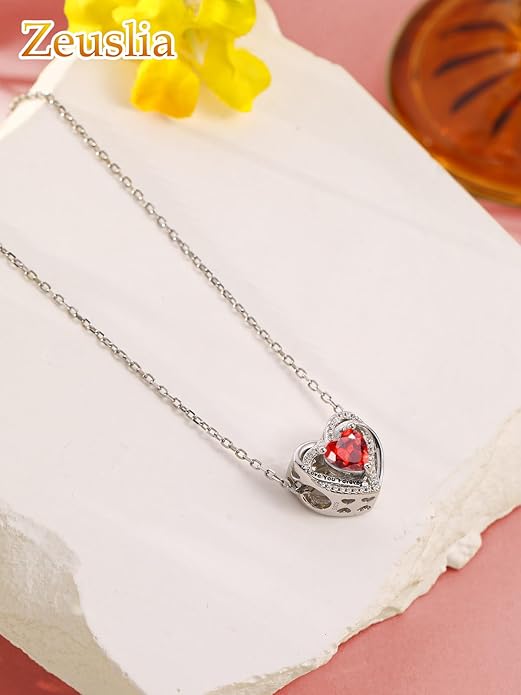 Heart Birthstone Charms for Bracelets, 925 Sterling Silver Women Bead Charms for Charm Bracelets Necklace, Mother's Day Birthday Anniversary Jewelry Gifts for Wife Mom Grandma Daughter