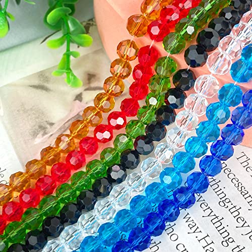 Jmassyang 100 Pieces 8mm Faceted Round Crystal Glass Beads Spacer Beads for Jewelry Making, Bracelets Necklaces Earrings Wind Chimes Suncatchers(Blue) - color: Blue, size: 8mm