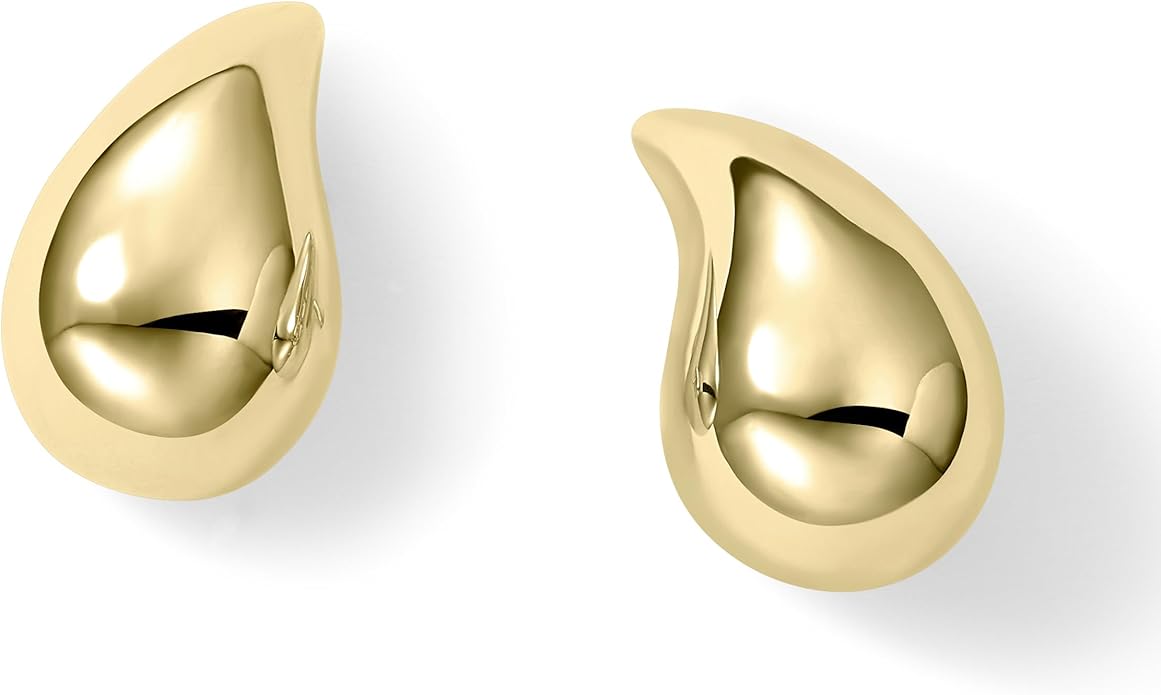 Women's Large Teardrop Earrings, High-Polish, in 10K Yellow Gold