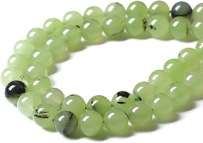 90pcs 4mm Natural Prehnite Jade Stone Round Loose Spacer Beads for DIY Jewelry Making Necklaces Bracelets Healing Energy Beads (4mm, Prehnite Jade)