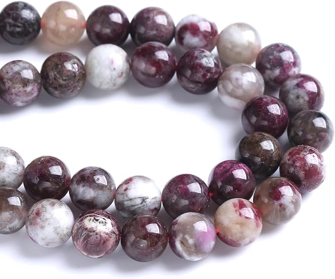 8MM 44PCS Natural Stone Colorful Tourmaline Gemstone Loose Beads for Jewelry Making DIY Bracelet Necklace 1 Strand