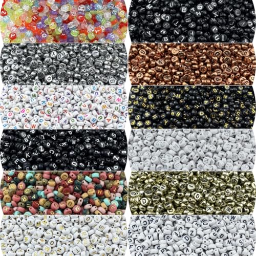 1000pcs Round Letter Beads 4x7mm Acrylic Alphabet Beads Spacer Beads for Jewelry Making Bracelets Necklace Earring Key Chains DIY Craft(O-Black Letter Rose Gold Bead) - color: O-Black Letter Rose Gold Bead