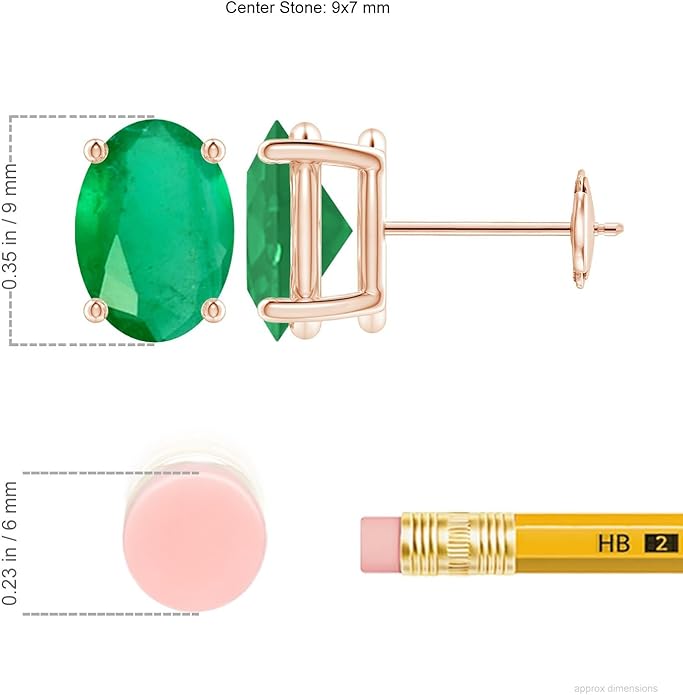 ANGARA Natural Emerald Earrings for Women | Oval Shape Emerald Classic Earrings in 14K Solid Gold/Platinum | May Birthday, Anniversary, Gemstone Jewellery Gift