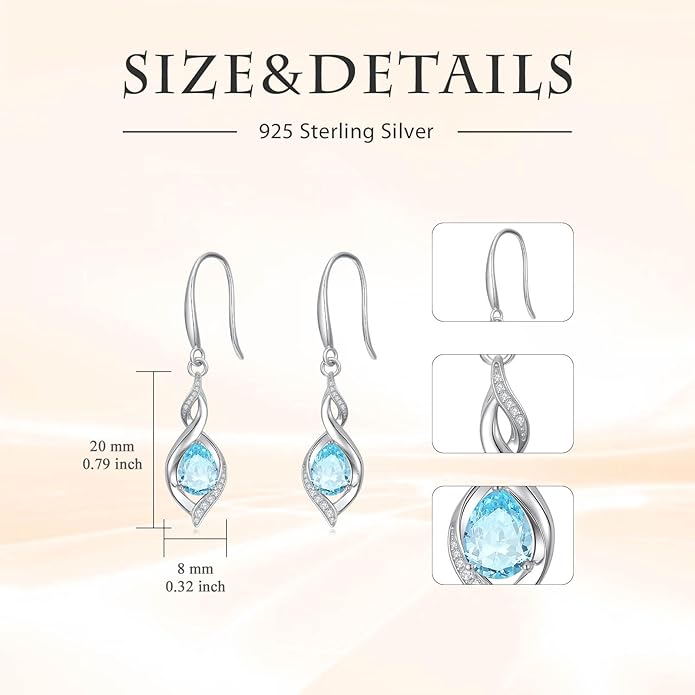 Birthstone Earrings for Women 925 Sterling Silver Infinity Love Jewelry Valentines Day Birthday Gifts for Her Mom Wife Girlfriend