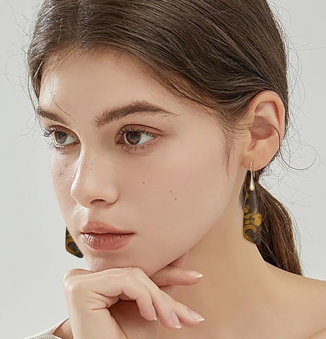 Natural Stone Earrings for Women Boho Triangles Dangle Drop Earrings