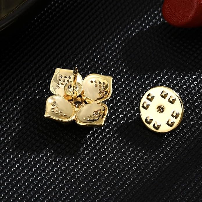 Pearl Flower Brooch for Women - Gold Plated Pearl Flower Pin Rhinestone Buttons Lapel Pin Jewelry - Valentine's Day Gift