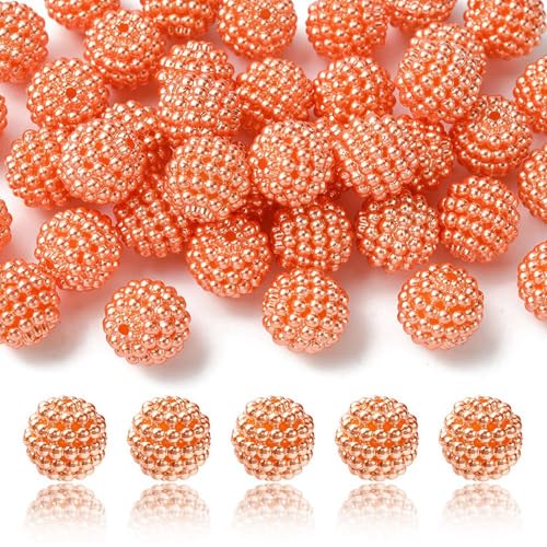 40pcs Round Acrylic Berry Beads, 12mm Large Chunky Bubblegum Beads Loose Spacer Ball Bead for Jewelry Making Earrings Necklaces Bracelets DIY Beading Crafts, Coral - color: Coral
