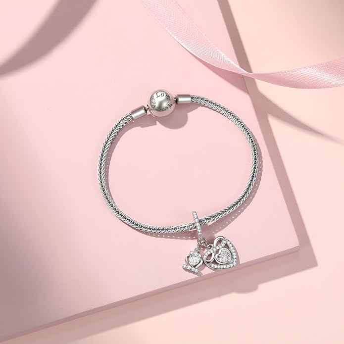 Birthstone Charms for Pandora Charms Bracelets - 925 Sterling Silver Infinity Heart Dangle Charm fit Bracelet and Necklace Birthday Jewelry Gifts For Women