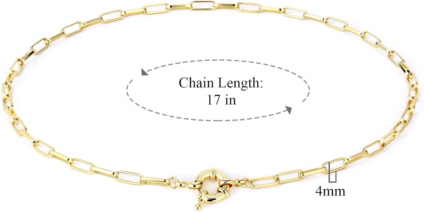 BOUTIQUELOVIN 14K Gold Plated Lock Necklace for Women Paperclip Link Chain Padlock Necklace Non-Tarnish
