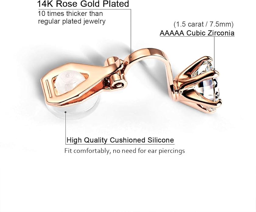 Clip on Earrings Women, 14K Gold Hoop Clip-On Earrings for Women, Hypoallergenic Non Pierced Croissant Earrings