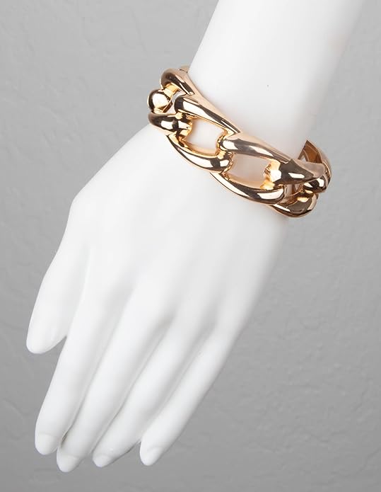SPUNKYsoul Chain Link Buckle With Rhinestones Cuff Bracelet in Gold, Silver Rose Gold and Gun Metal for Women