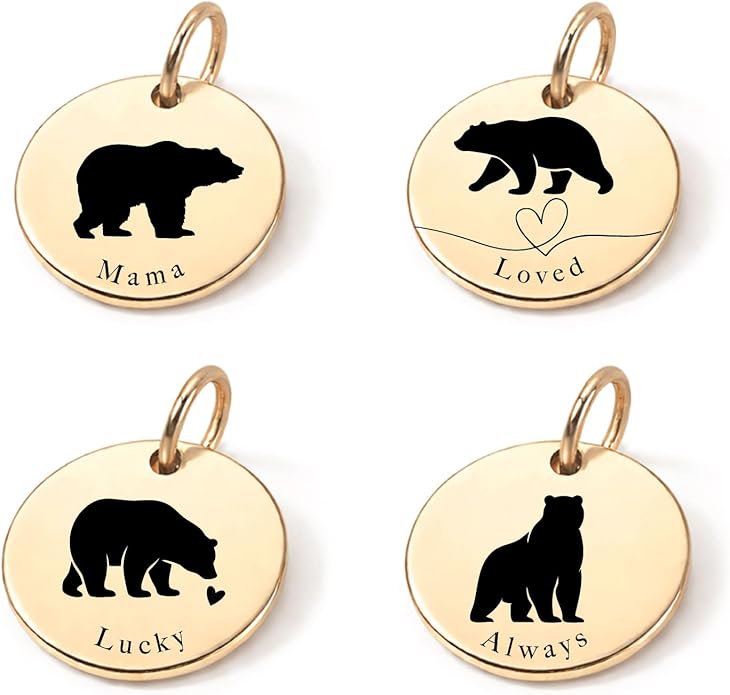 SM Design Mama Animal Charm Set – Set of 4 Stainless Steel Charms – Motherhood & Family Keepsake Jewelry Charmss