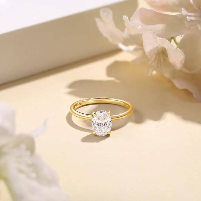 Elspeth 925 Sterling Silver Engagement Ring for Women Oval/Radiant/Pear/Princess/RoundCut Cubic Zirconia Promise Ring Size 4-10